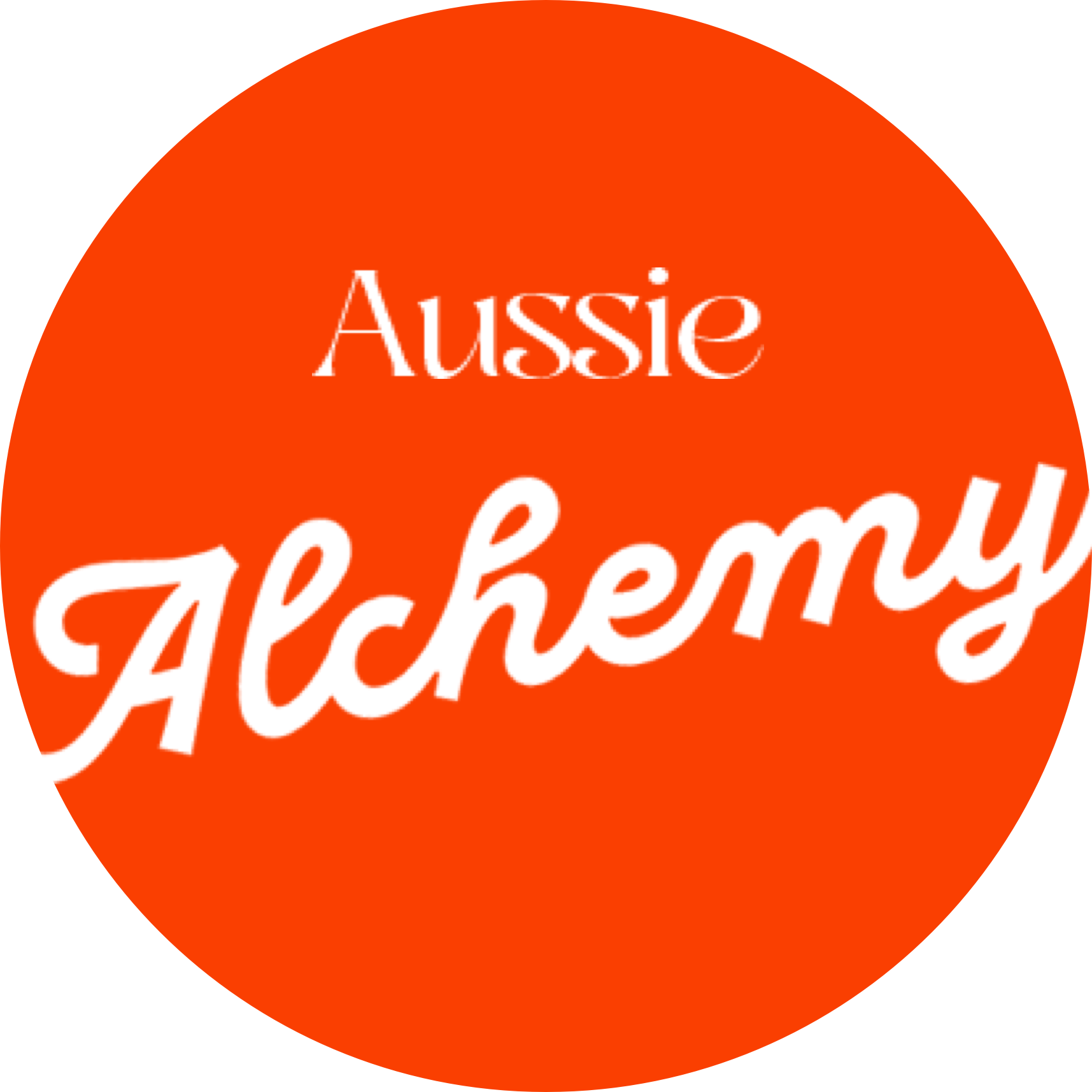Logo of Aussie Alchemy with a red circle and white text